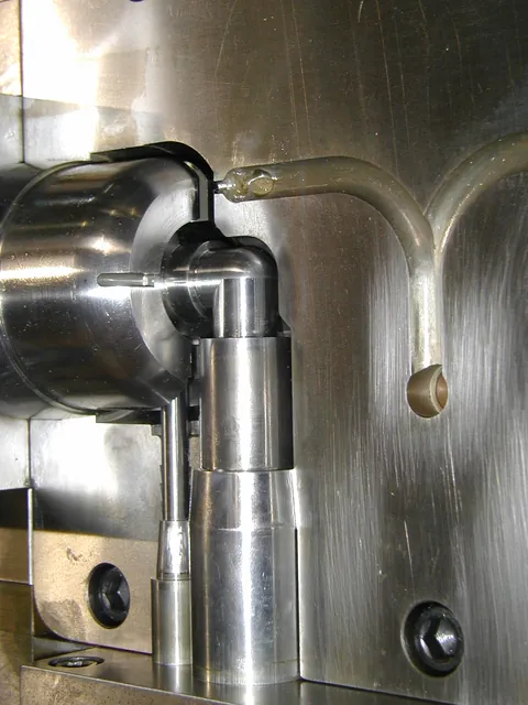 Close-up of a polished core and runner